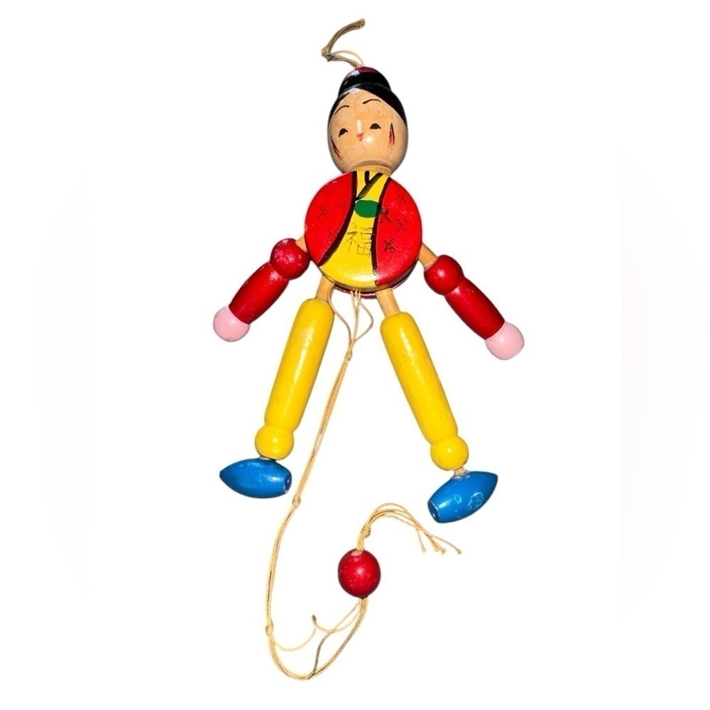 Vintage Japan Wood Handpainted Jumping Jack Toy